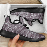 Umber Floral Bohemian Pattern Print Mesh Knit Shoes GearFrost