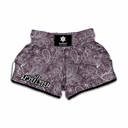 Umber Floral Bohemian Pattern Print Muay Thai Boxing Shorts