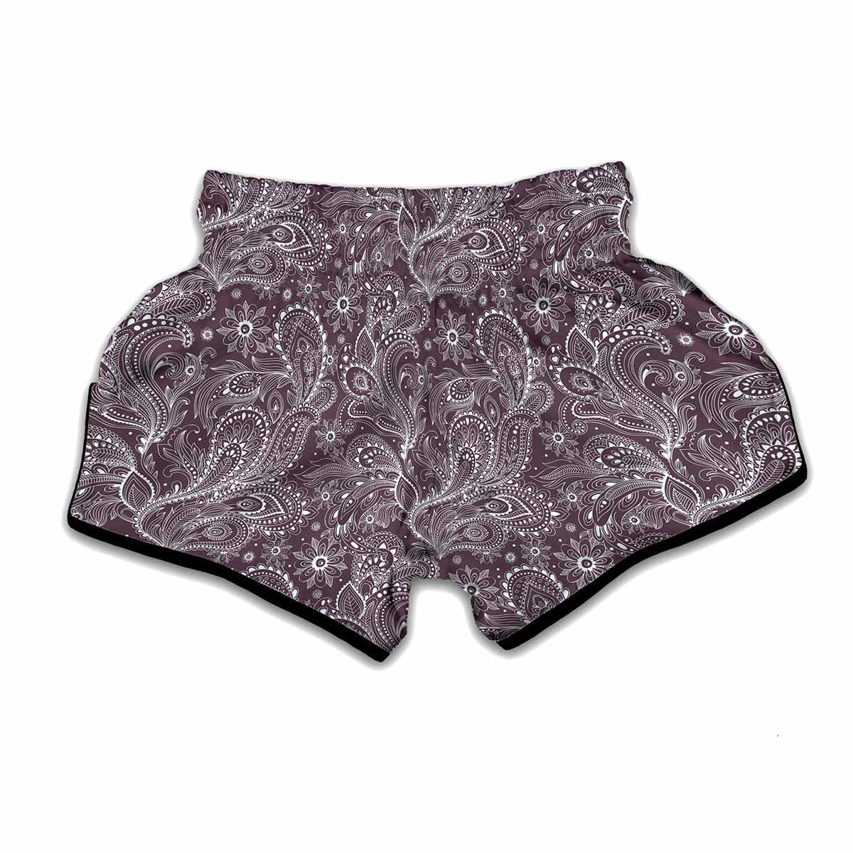 Umber Floral Bohemian Pattern Print Muay Thai Boxing Shorts