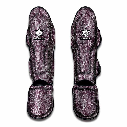 Umber Floral Bohemian Pattern Print Muay Thai Shin Guard