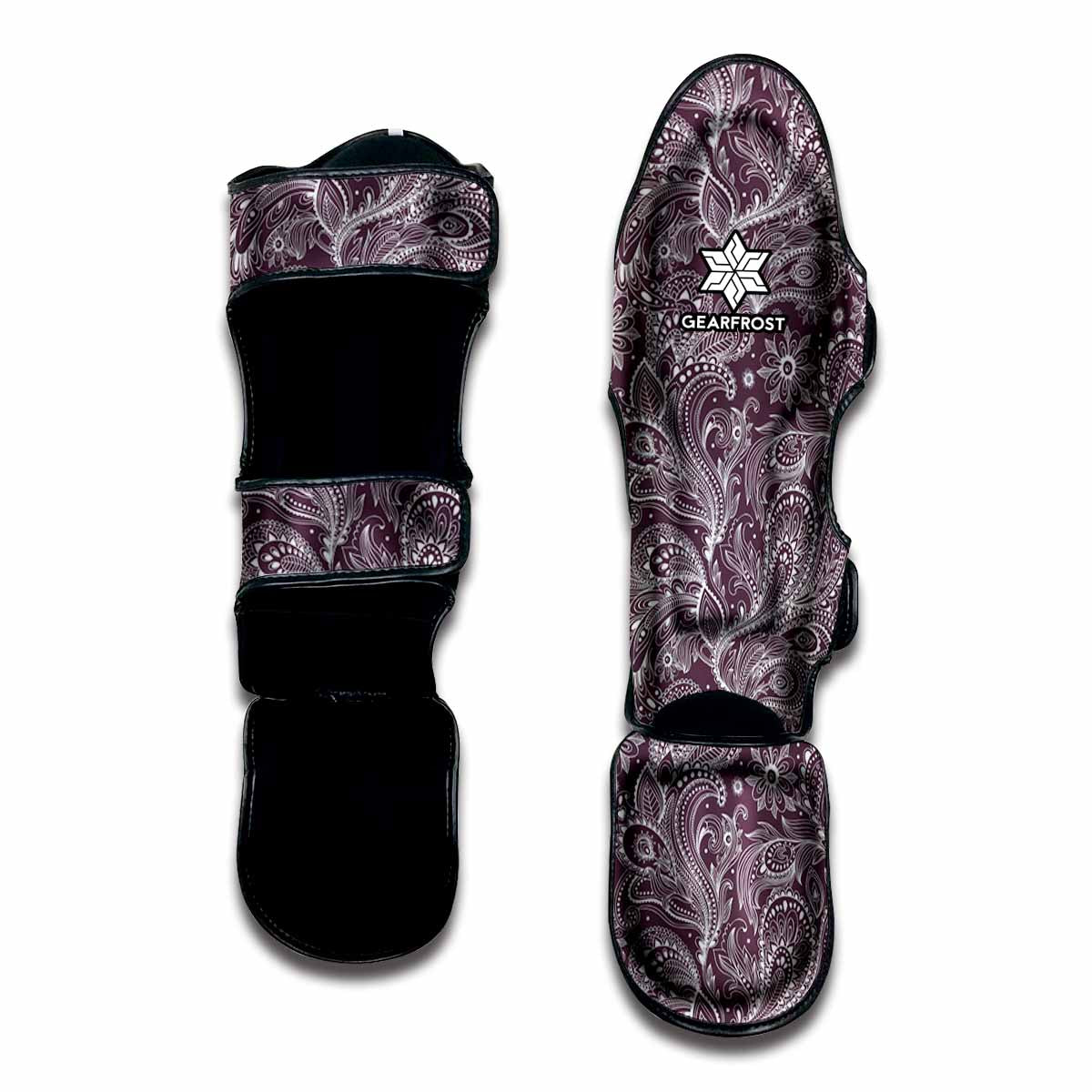 Umber Floral Bohemian Pattern Print Muay Thai Shin Guard