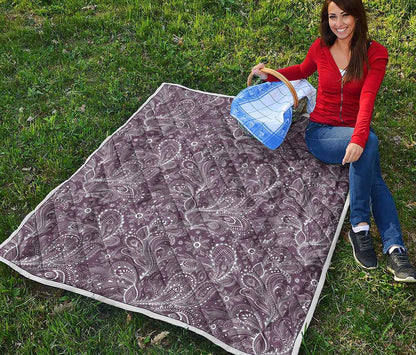 Umber Floral Bohemian Pattern Print Quilt