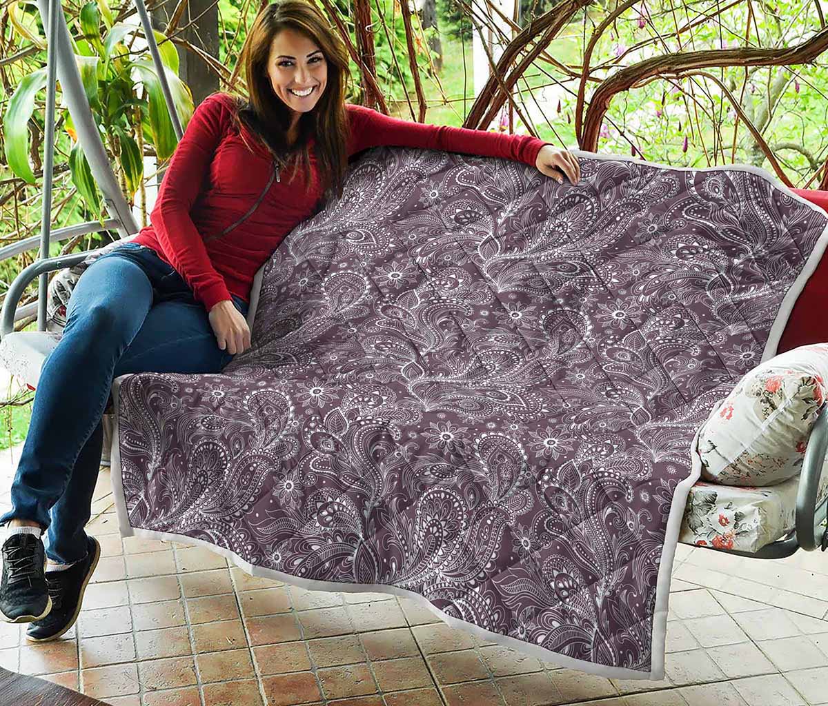 Umber Floral Bohemian Pattern Print Quilt