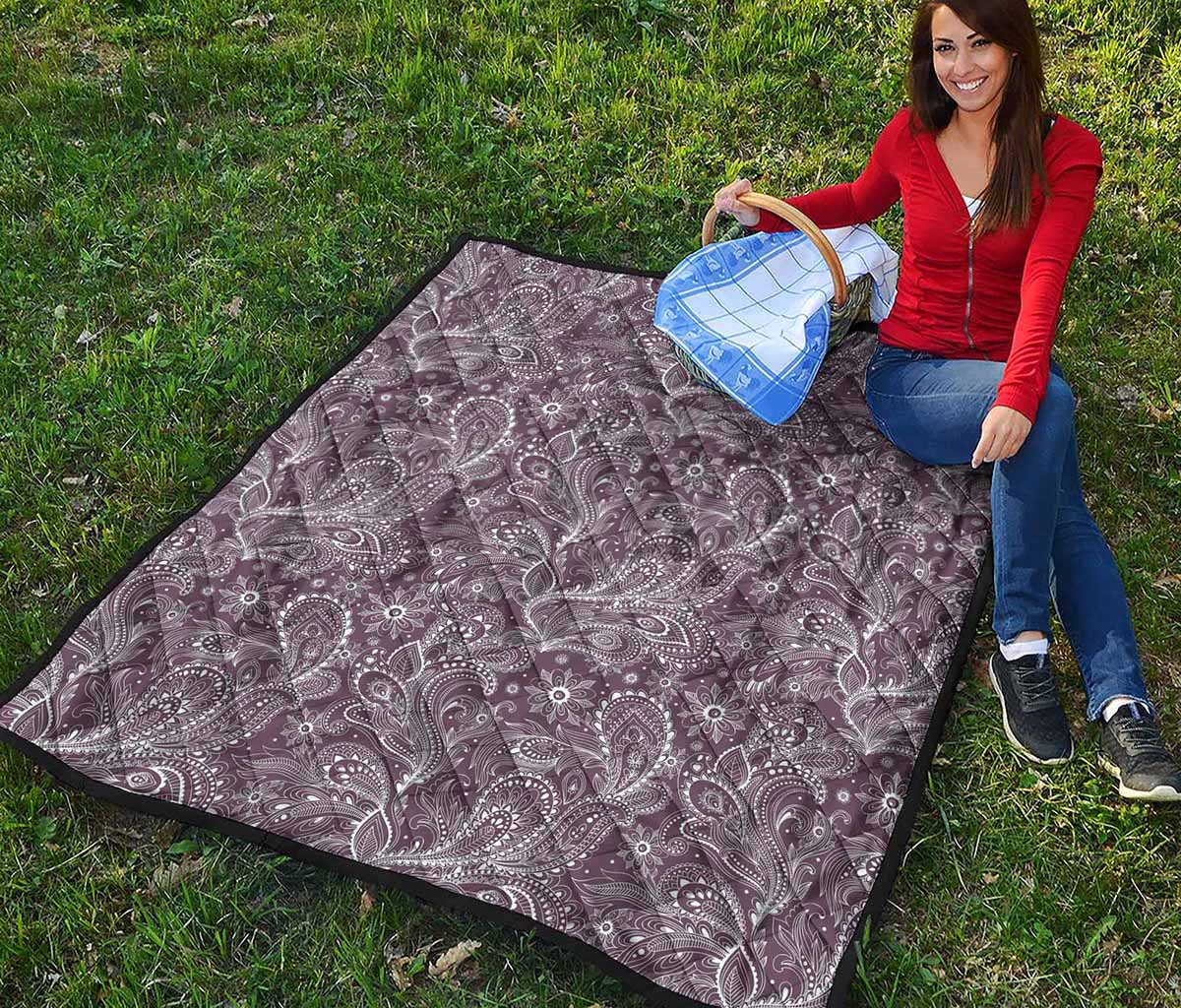 Umber Floral Bohemian Pattern Print Quilt
