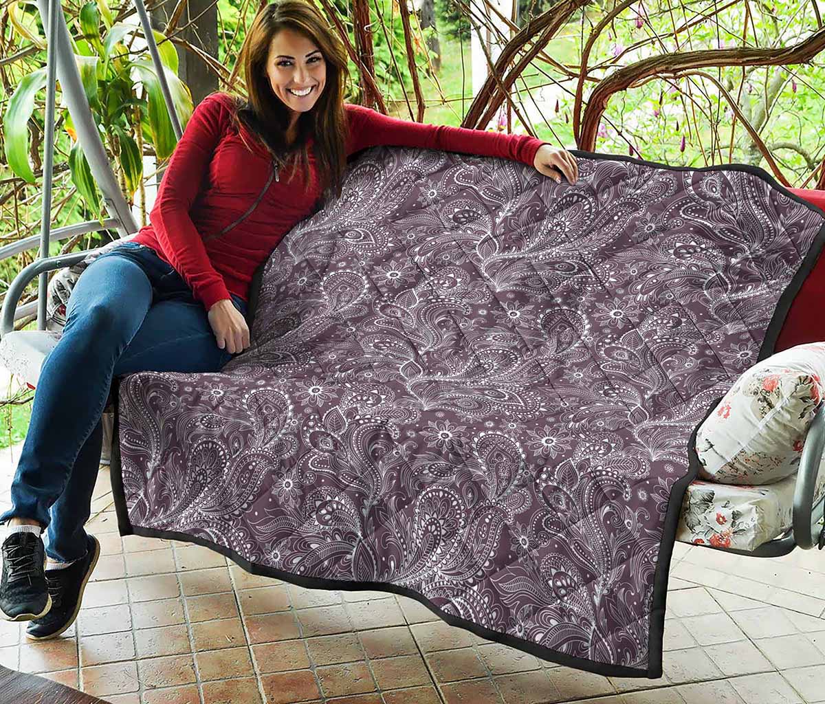 Umber Floral Bohemian Pattern Print Quilt