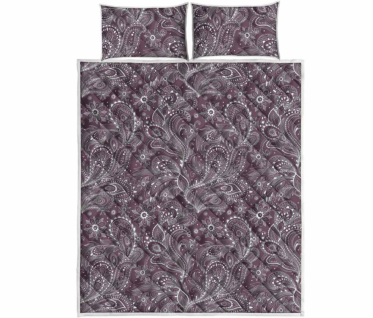 Umber Floral Bohemian Pattern Print Quilt Bed Set