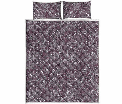 Umber Floral Bohemian Pattern Print Quilt Bed Set