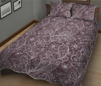 Umber Floral Bohemian Pattern Print Quilt Bed Set