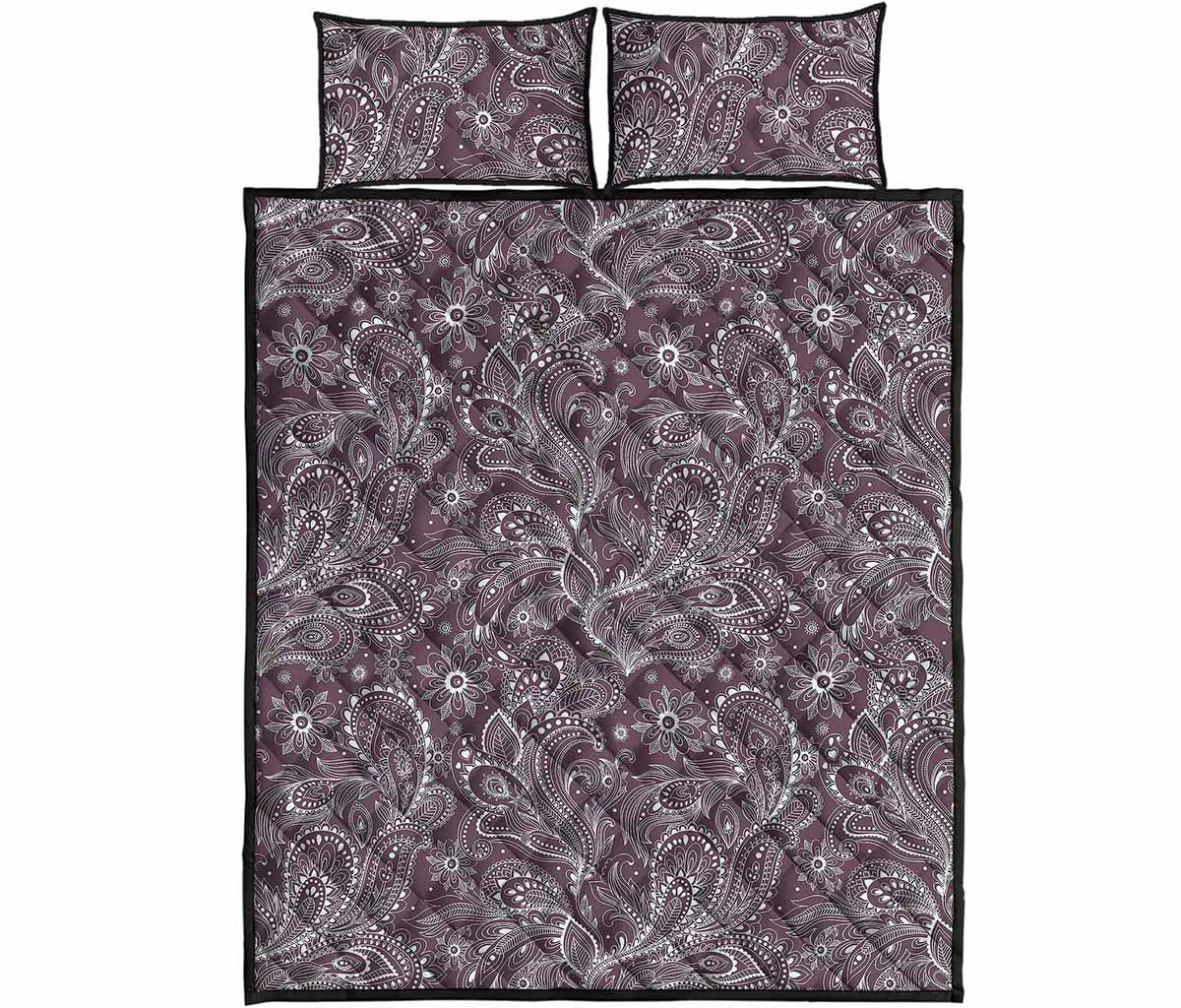 Umber Floral Bohemian Pattern Print Quilt Bed Set