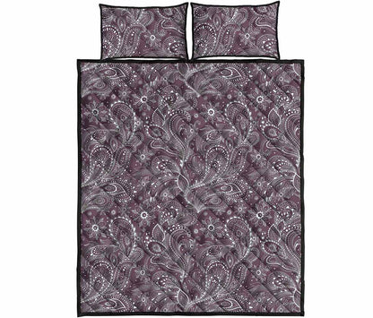 Umber Floral Bohemian Pattern Print Quilt Bed Set