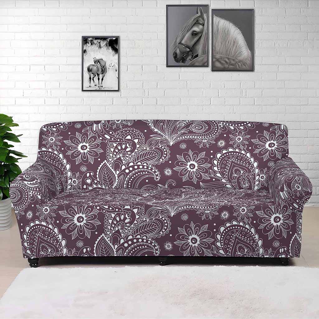 Umber Floral Bohemian Pattern Print Sofa Cover
