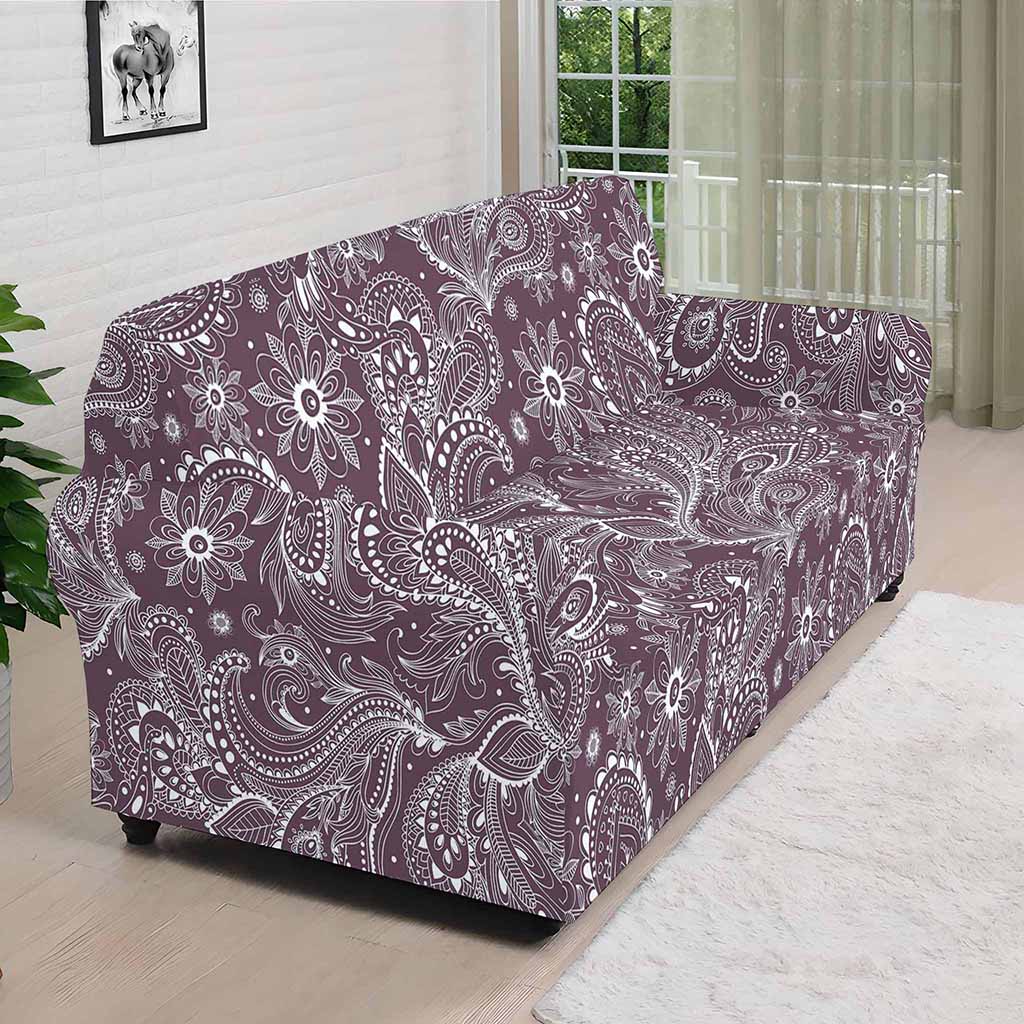 Umber Floral Bohemian Pattern Print Sofa Cover