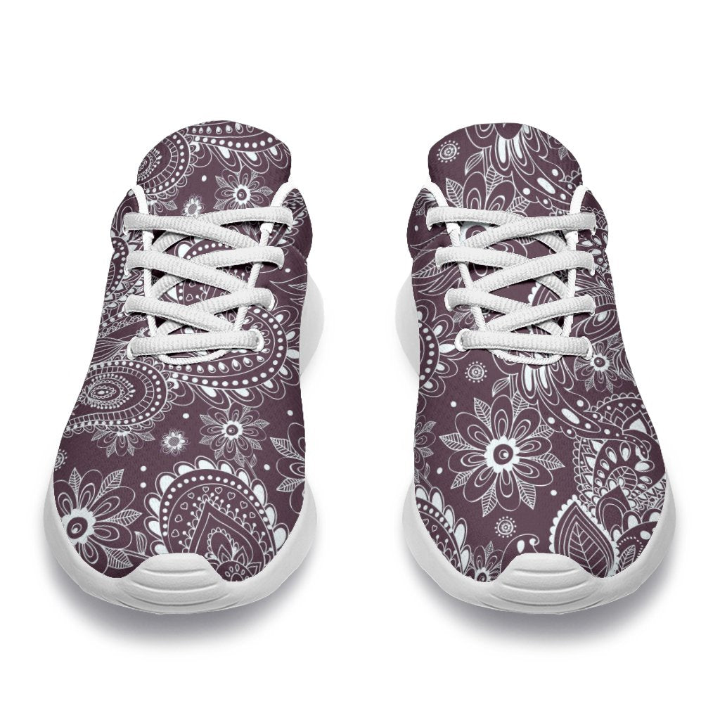 Umber Floral Bohemian Pattern Print Sport Shoes GearFrost