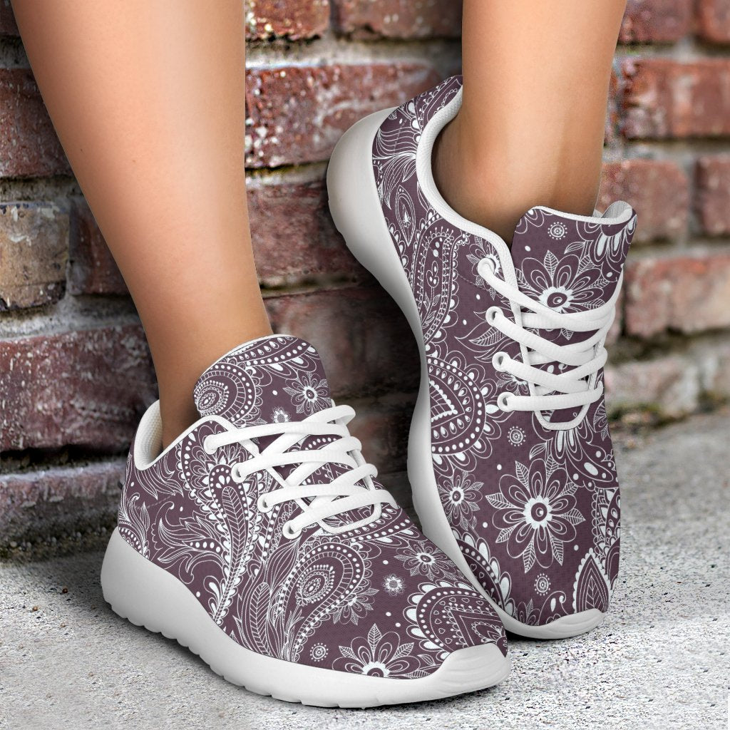 Umber Floral Bohemian Pattern Print Sport Shoes GearFrost