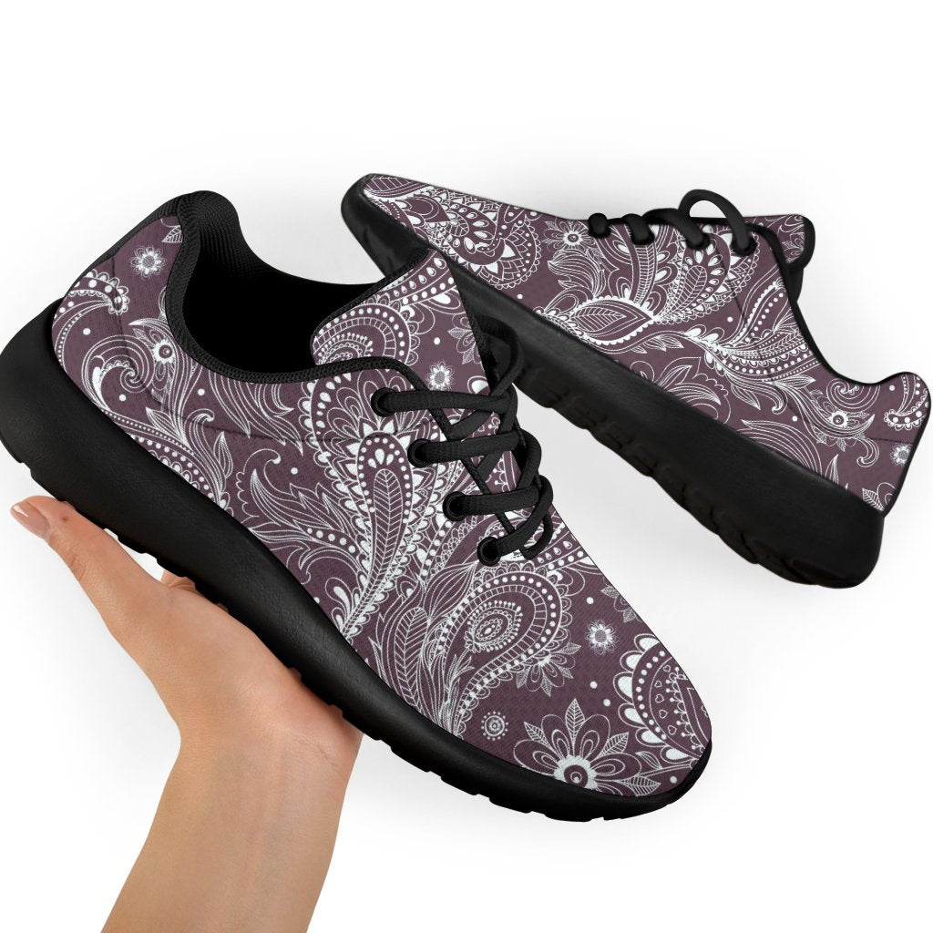 Umber Floral Bohemian Pattern Print Sport Shoes GearFrost