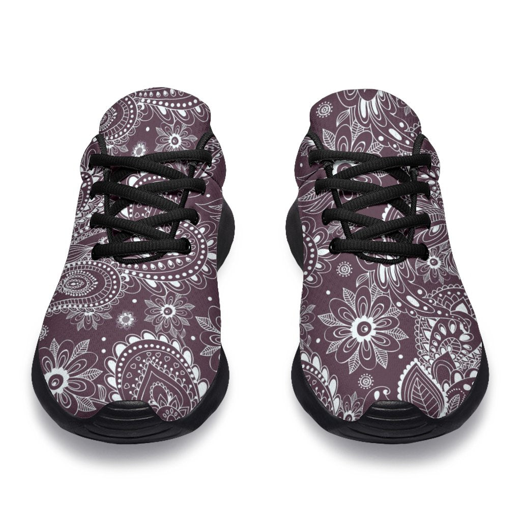 Umber Floral Bohemian Pattern Print Sport Shoes GearFrost