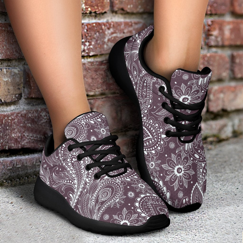 Umber Floral Bohemian Pattern Print Sport Shoes GearFrost