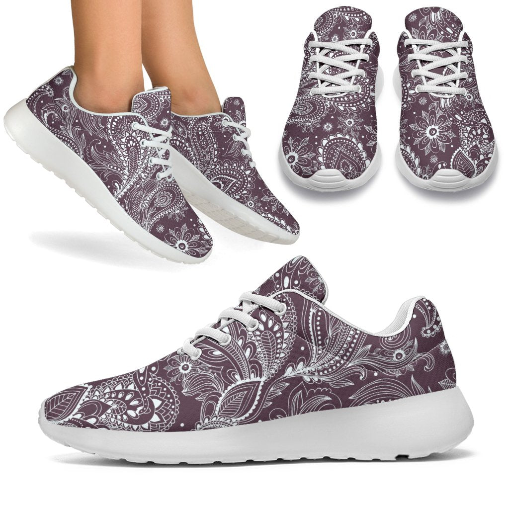 Umber Floral Bohemian Pattern Print Sport Shoes GearFrost