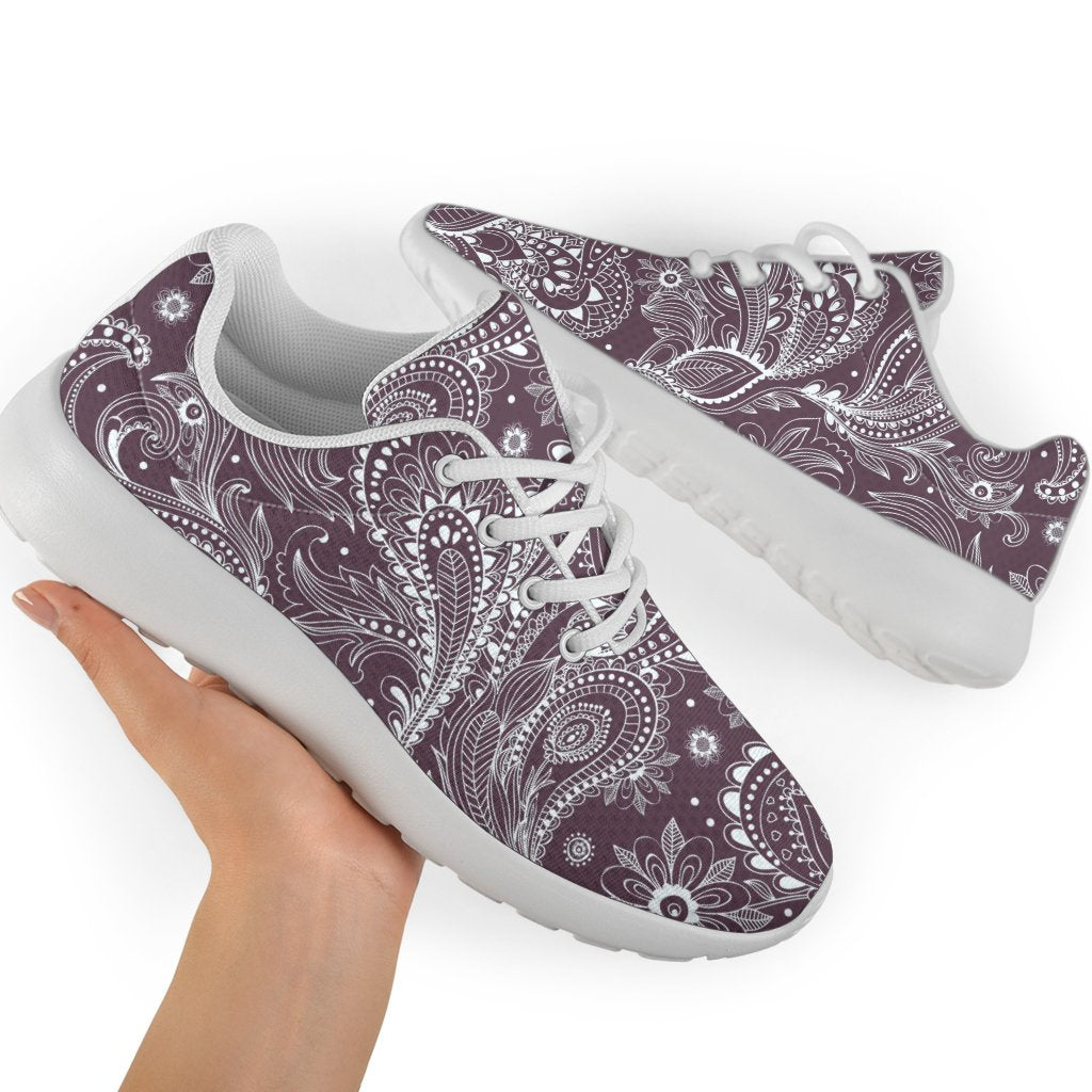 Umber Floral Bohemian Pattern Print Sport Shoes GearFrost