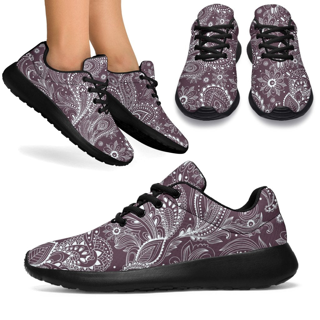 Umber Floral Bohemian Pattern Print Sport Shoes GearFrost