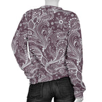 Umber Floral Bohemian Pattern Print Women's Crewneck Sweatshirt GearFrost