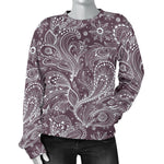 Umber Floral Bohemian Pattern Print Women's Crewneck Sweatshirt GearFrost