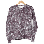 Umber Floral Bohemian Pattern Print Women's Crewneck Sweatshirt GearFrost