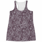 Umber Floral Bohemian Pattern Print Women's Racerback Tank Top
