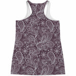 Umber Floral Bohemian Pattern Print Women's Racerback Tank Top