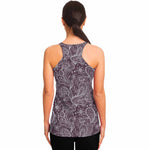 Umber Floral Bohemian Pattern Print Women's Racerback Tank Top