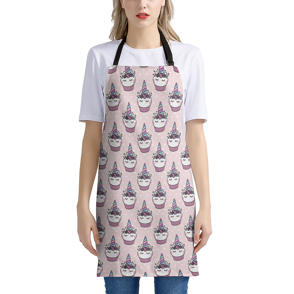 Unicorn Cupcake Pattern Print Apron