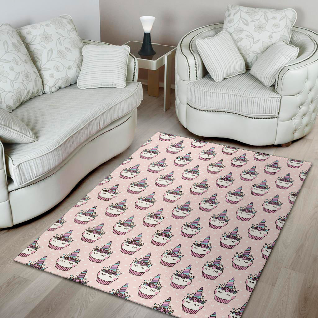 Unicorn Cupcake Pattern Print Area Rug