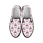 Unicorn Cupcake Pattern Print Black Slip On Shoes