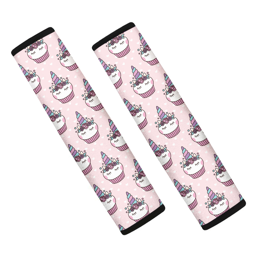 Unicorn Cupcake Pattern Print Car Seat Belt Covers