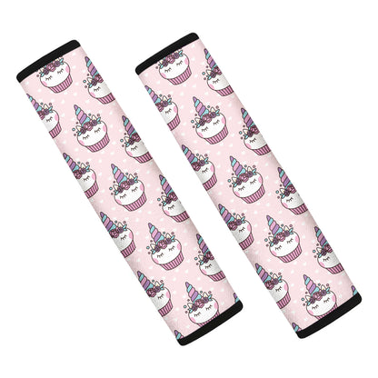 Unicorn Cupcake Pattern Print Car Seat Belt Covers