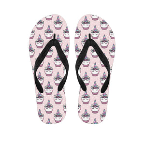 Unicorn Cupcake Pattern Print Flip Flops