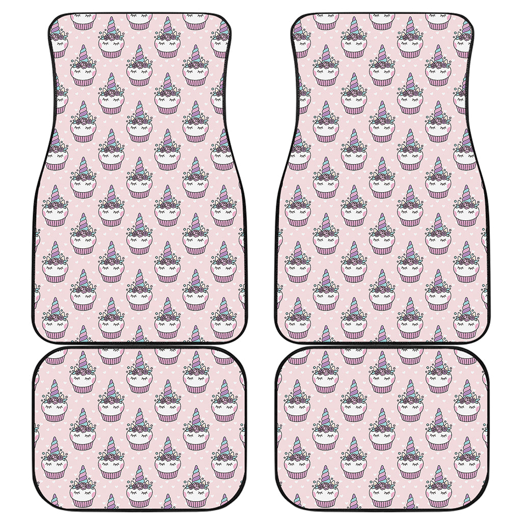 Unicorn Cupcake Pattern Print Front and Back Car Floor Mats