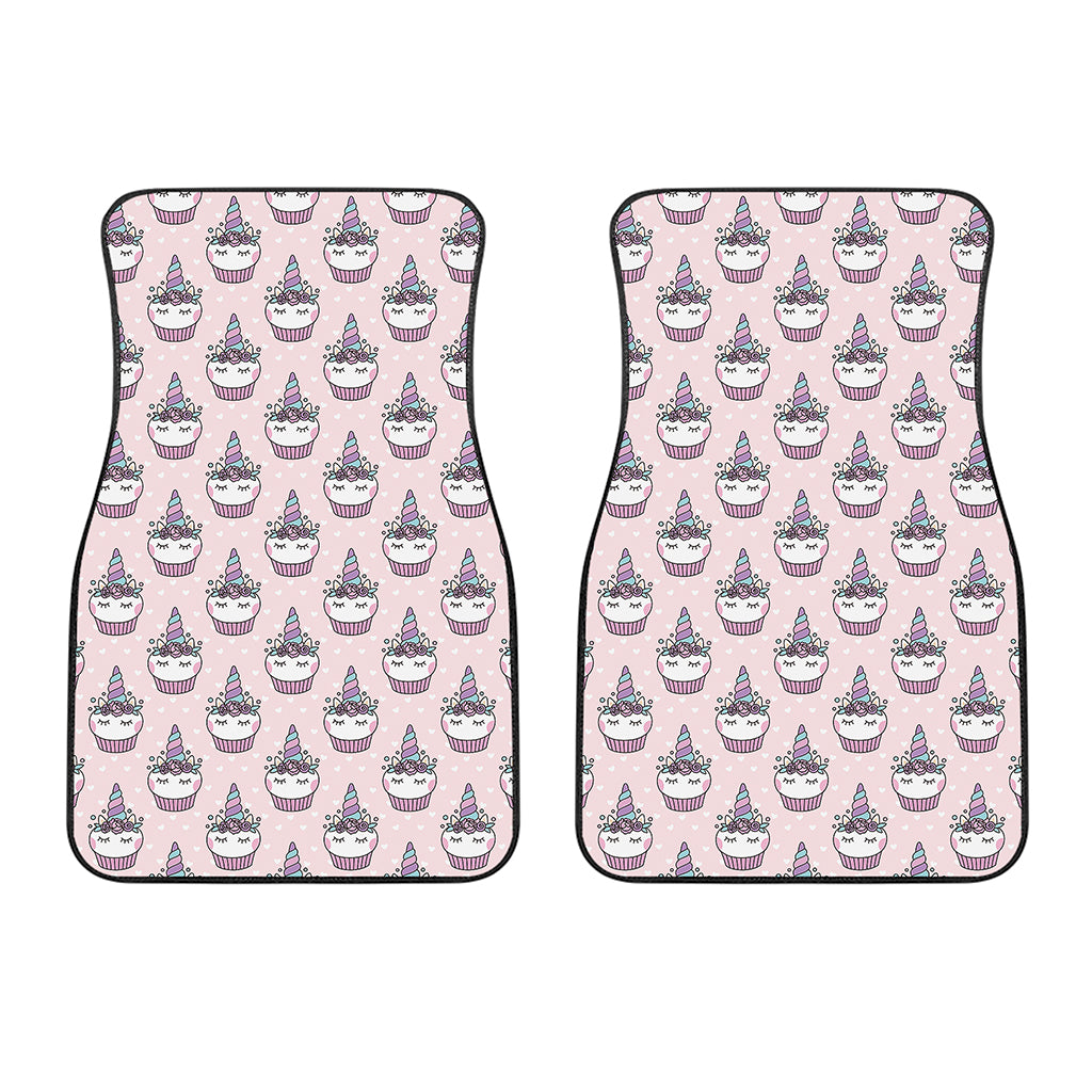 Unicorn Cupcake Pattern Print Front Car Floor Mats