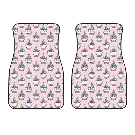 Unicorn Cupcake Pattern Print Front Car Floor Mats