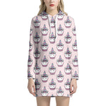 Unicorn Cupcake Pattern Print Hoodie Dress