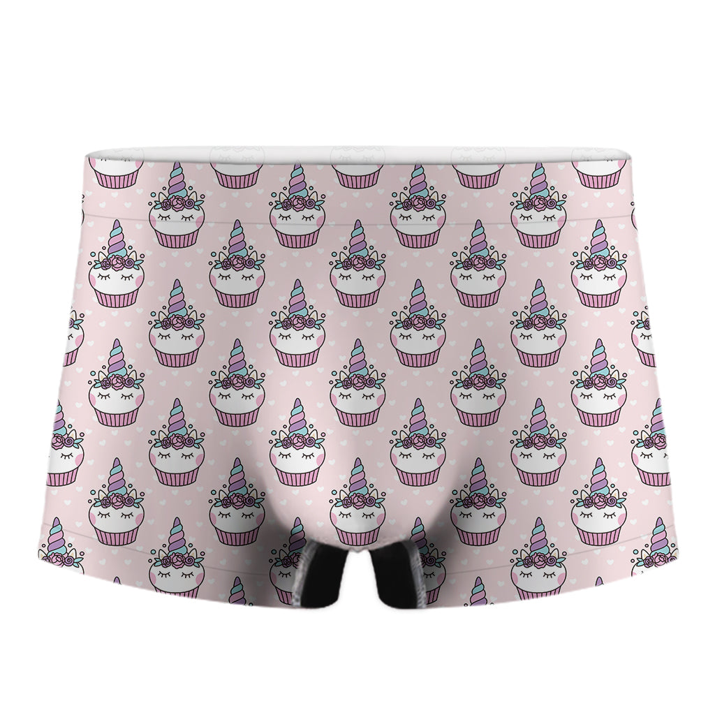 Unicorn Cupcake Pattern Print Men's Boxer Briefs