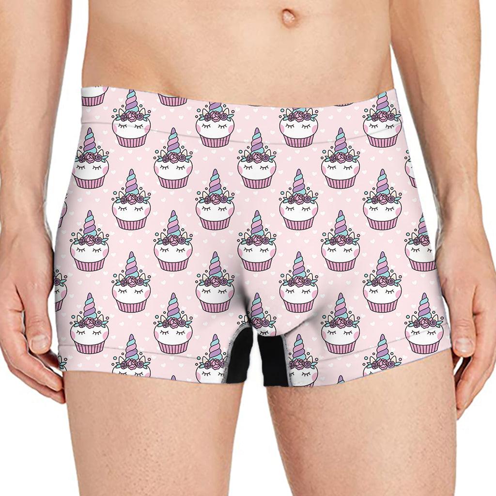 Unicorn Cupcake Pattern Print Men's Boxer Briefs