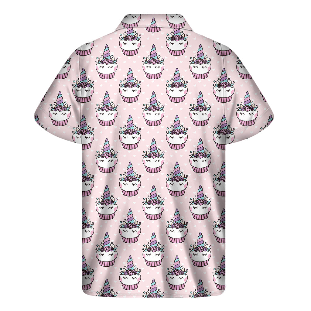 Unicorn Cupcake Pattern Print Men's Short Sleeve Shirt