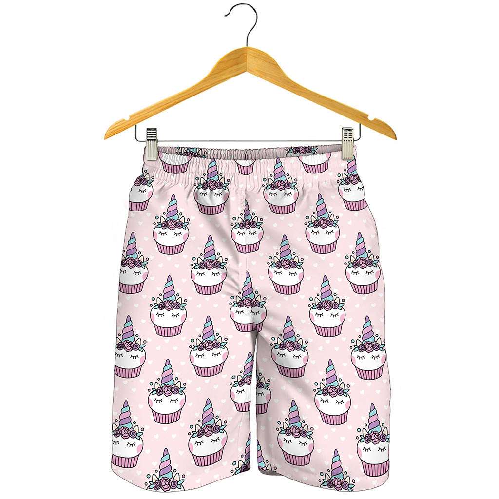 Unicorn Cupcake Pattern Print Men's Shorts