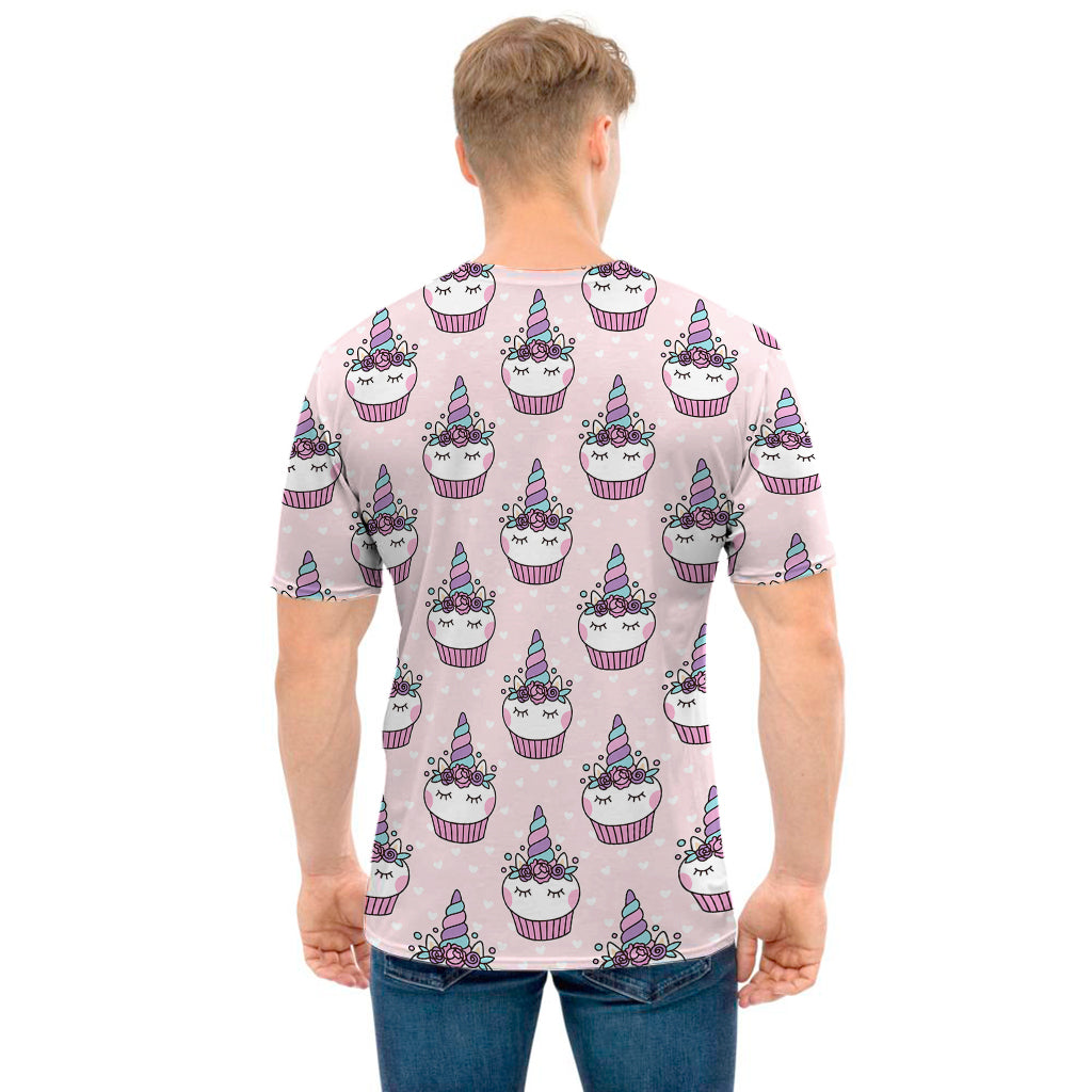 Unicorn Cupcake Pattern Print Men's T-Shirt