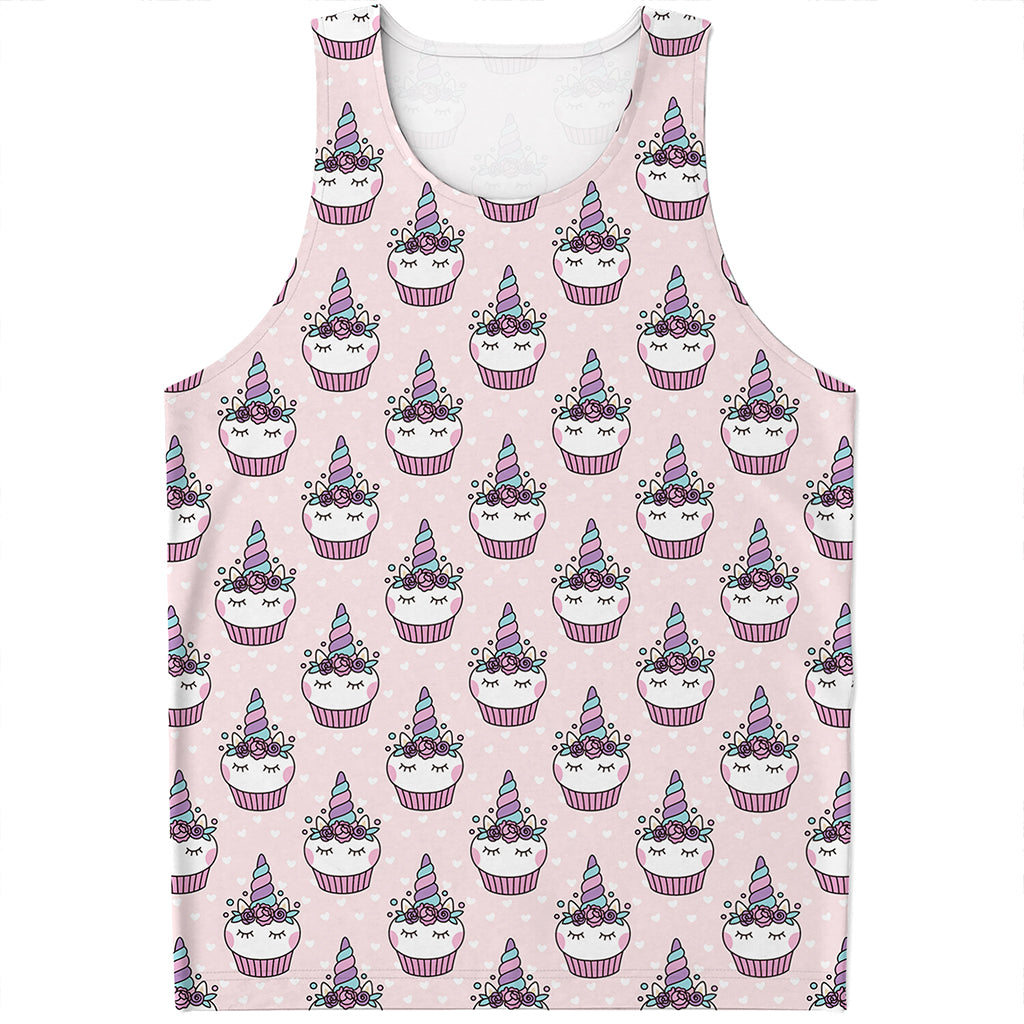 Unicorn Cupcake Pattern Print Men's Tank Top