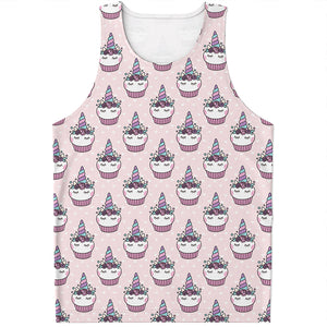 Unicorn Cupcake Pattern Print Men's Tank Top