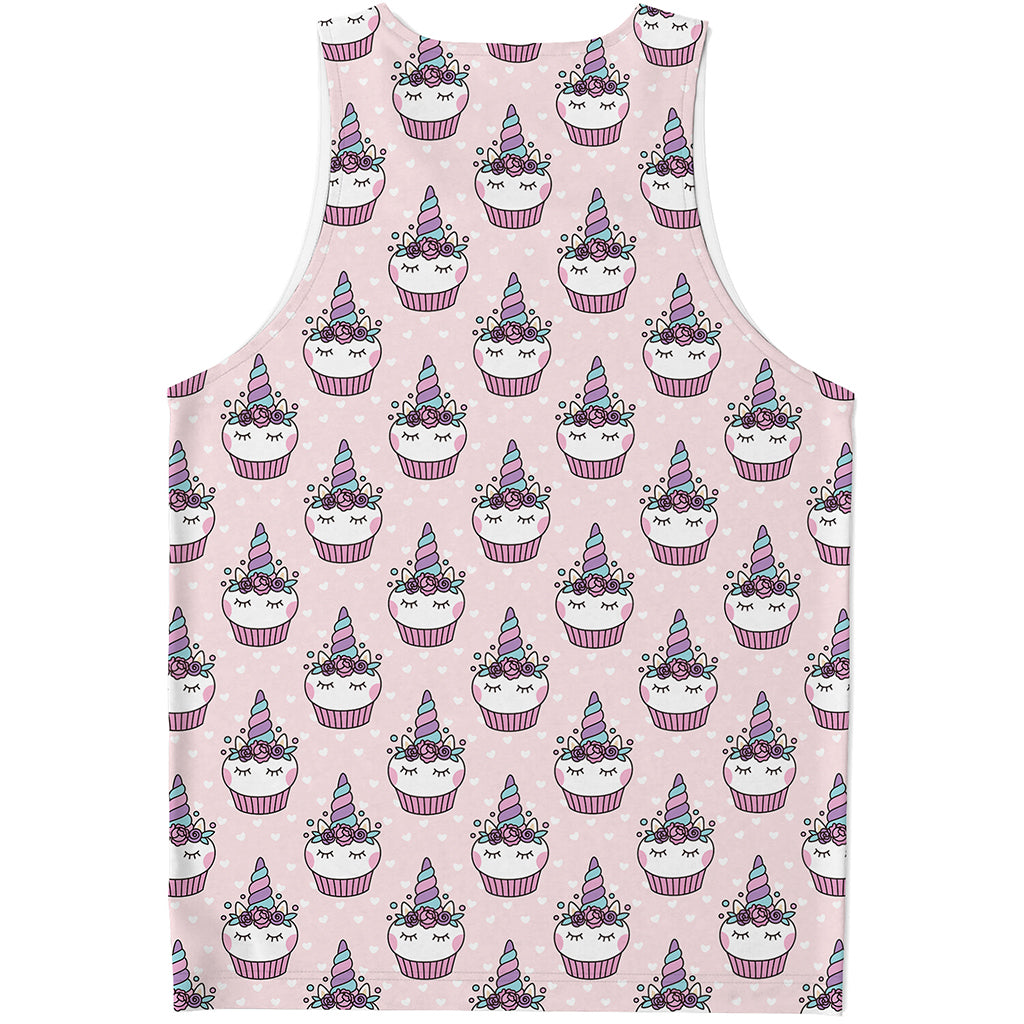 Unicorn Cupcake Pattern Print Men's Tank Top