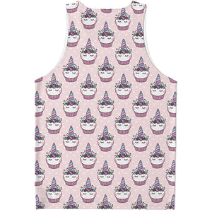 Unicorn Cupcake Pattern Print Men's Tank Top