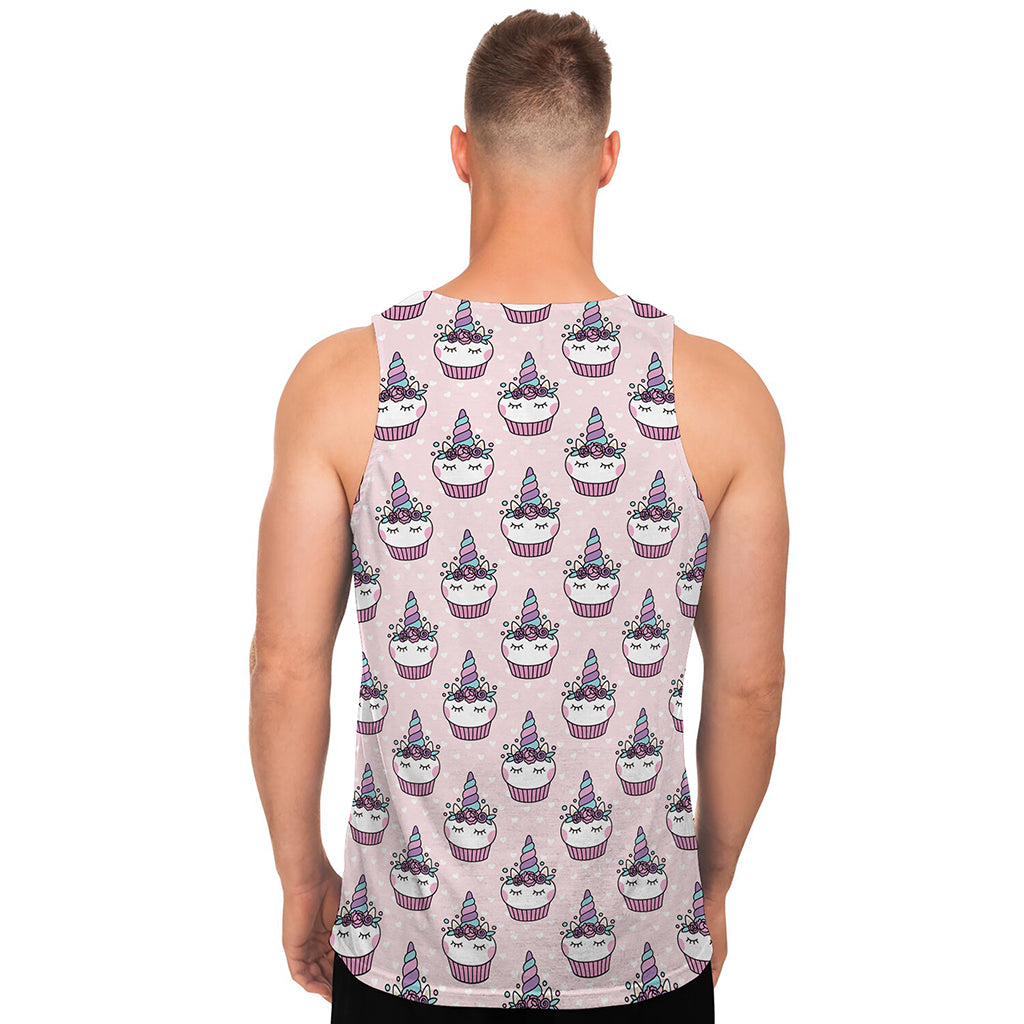 Unicorn Cupcake Pattern Print Men's Tank Top